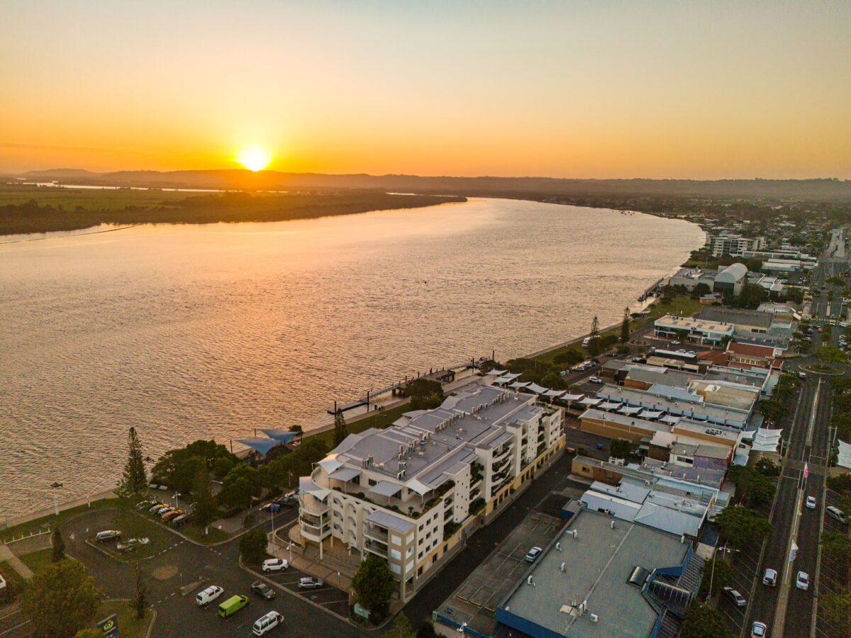 dron riverside view